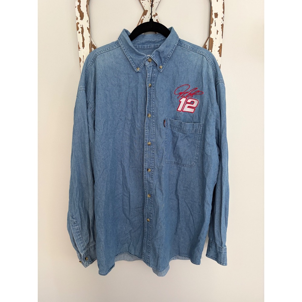 VTG Competitors View NASCAR  #12 Denim Long Sleeve Button Down Shirt‎ Size XL